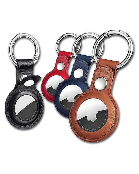"Pack de 4 Fundas Protectoras de Cuero para AirTag con Llavero: Ideal para Llaves, Mascotas y Más 🐕🔑 - Compatible con AirTag de Apple (Multicolor)"