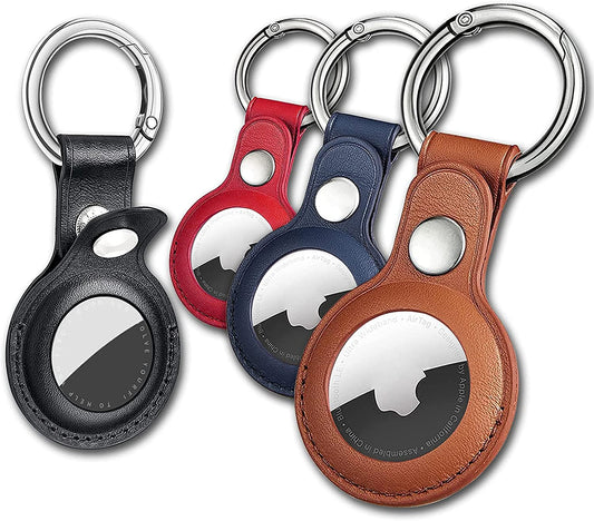 "Pack de 4 Fundas Protectoras de Cuero para AirTag con Llavero: Ideal para Llaves, Mascotas y Más 🐕🔑 - Compatible con AirTag de Apple (Multicolor)"